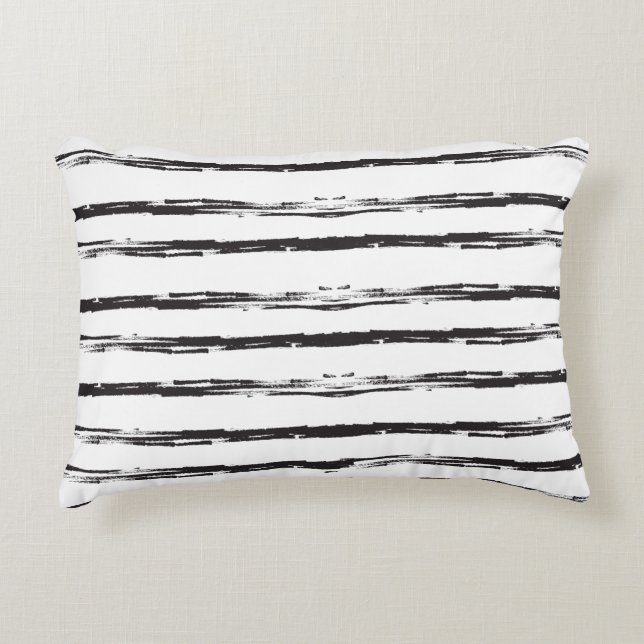 Abstract Geometric Black Brush Grunge Stripes ART Decorative Cushion (Front)