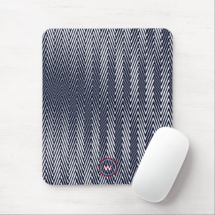 Abstract Geometric Black & White Stripes Monogram Mouse Pad