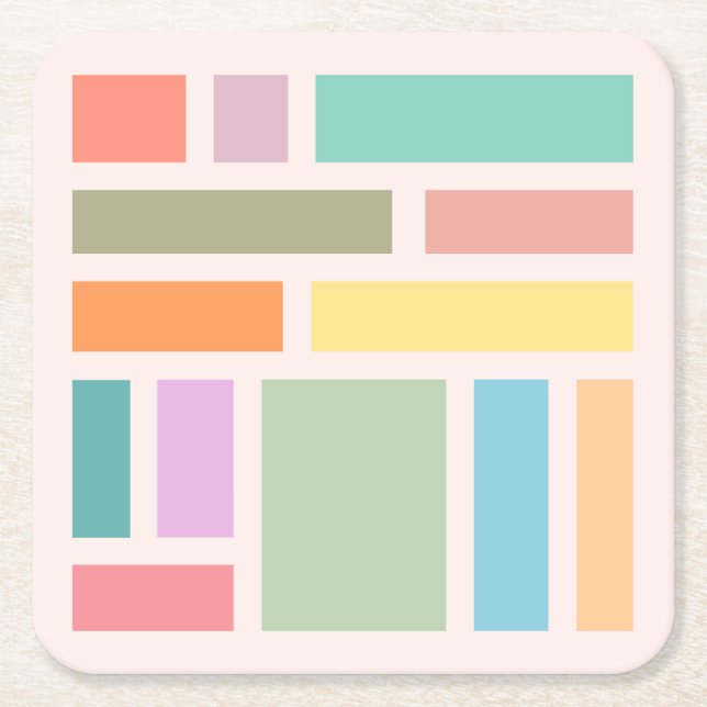 Abstract Geometric Blocks Square Paper Coaster (Front)
