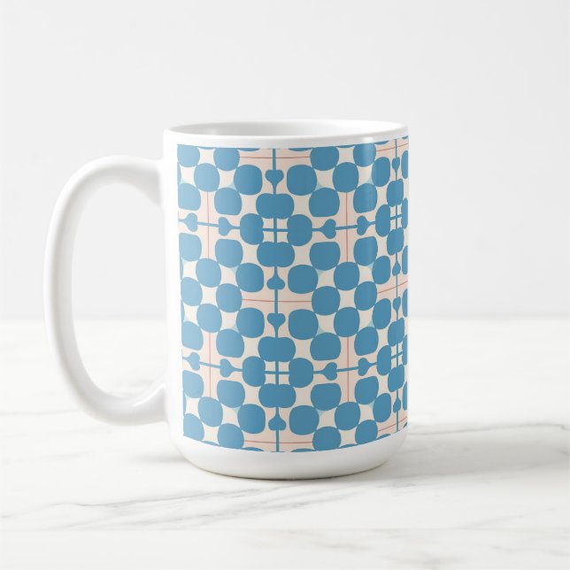 Abstract Geometric Blue and White Pattern Coffee Mug (Left)