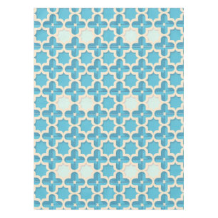 Abstract Geometric Blue and White Pattern Tablecloth