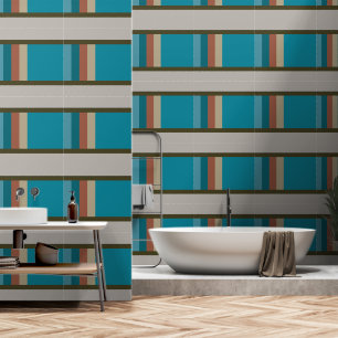 Abstract Geometric Blue Aqua Brown Grey Stripes Wallpaper