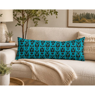 Abstract Geometric Blue Floral  Body Cushion