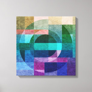 Abstract geometric Blue green pink Circle Texture Canvas Print