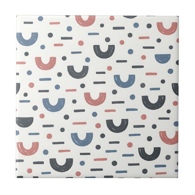 Abstract Geometric Boho Pattern Tile (Front)