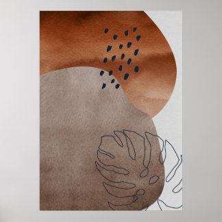 Abstract Geometric Botanical Leaf Wall Art Poster
