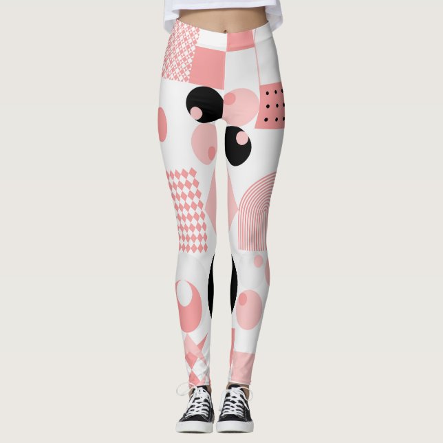 Abstract Geometric: Bright Vintage Shapes Leggings (Front)