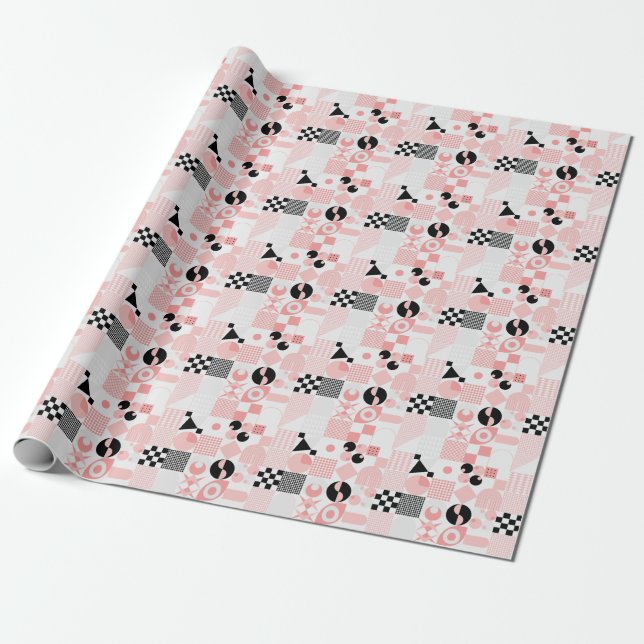 Abstract Geometric: Bright Vintage Shapes Wrapping Paper (Unrolled)