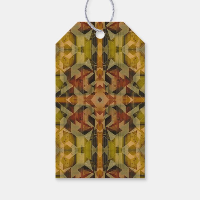 Abstract geometric brownish pattern gift tags (Front)