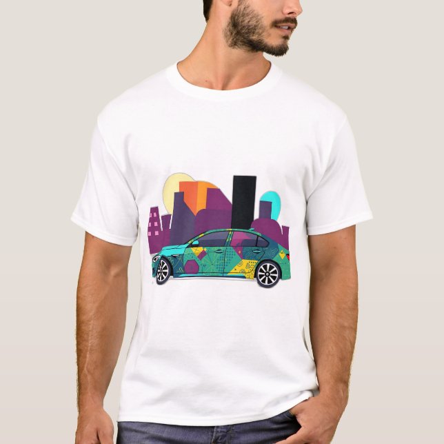Abstract Geometric Car Illustration T-Shirt (Front)