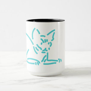 Abstract Geometric Cat   Symbolic Line Constructio Mug