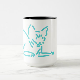 Abstract Geometric Cat | Symbolic Line Constructio Mug