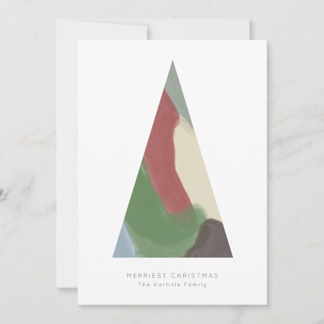 Abstract Geometric Christmas Tree Holiday Card (Front)