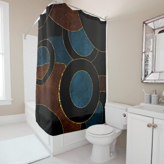 Abstract Geometric Circles Gold  Glitter Foil | Shower Curtain (In Situ)