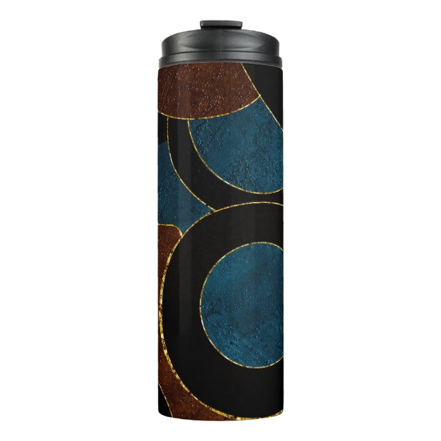 Abstract Geometric Circles Gold  Glitter Foil | Thermal Tumbler (Front)