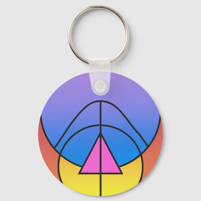 Abstract Geometric Circles Line Colorful Poster Key Ring (Front)