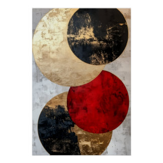 Abstract Geometric Circles Painting – Contemporary Poster