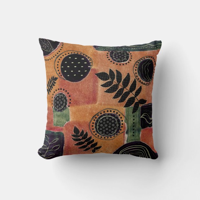 Abstract Geometric Circles Shapes and Leaves | Cushion (Front)