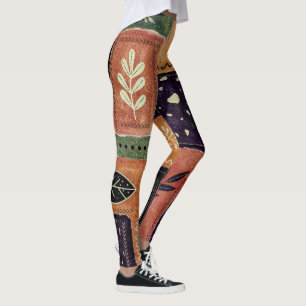 Abstract Geometric Circles Shapes and Leaves   Leggings