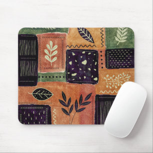 Abstract Geometric Circles Shapes and Leaves Mouse Pad