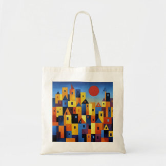 Abstract Geometric Cityscape Colorful Modern Art  Tote Bag