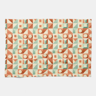 Abstract geometric collage blending triangles tea towel
