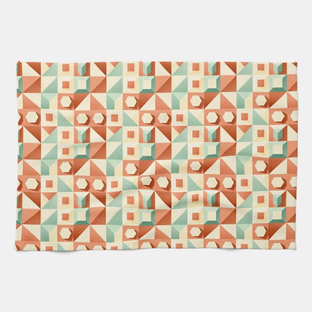 Abstract geometric collage blending triangles tea towel (Horizontal)