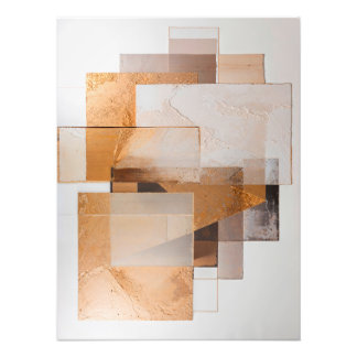 Abstract Geometric Collage with Earth Tones Photo Print