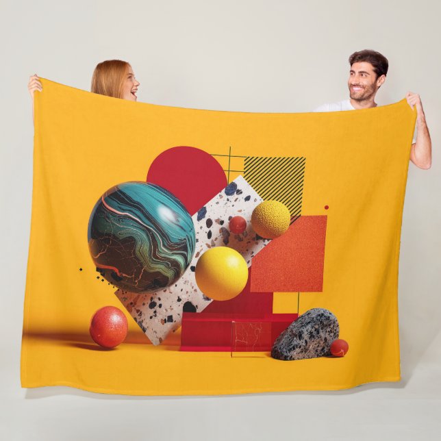Abstract geometric colorful composition  fleece blanket (In Situ)