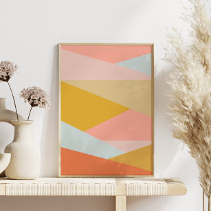 Abstract Geometric Colour Block in Earthy Pastels Poster