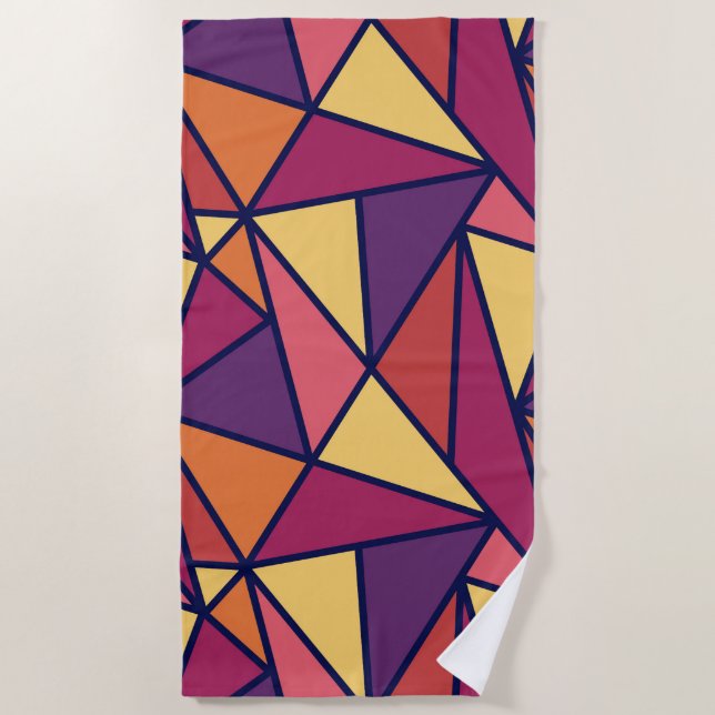 Abstract Geometric Colourful Beach Towel (Front)