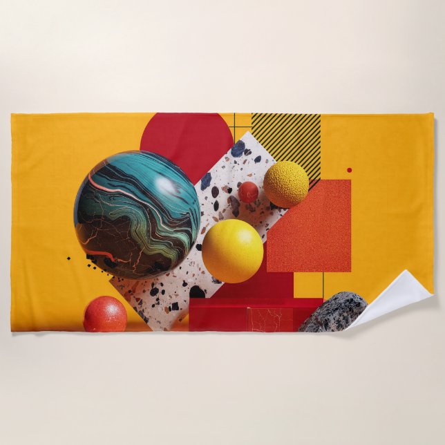 Abstract geometric colourful composition  beach towel (Front)