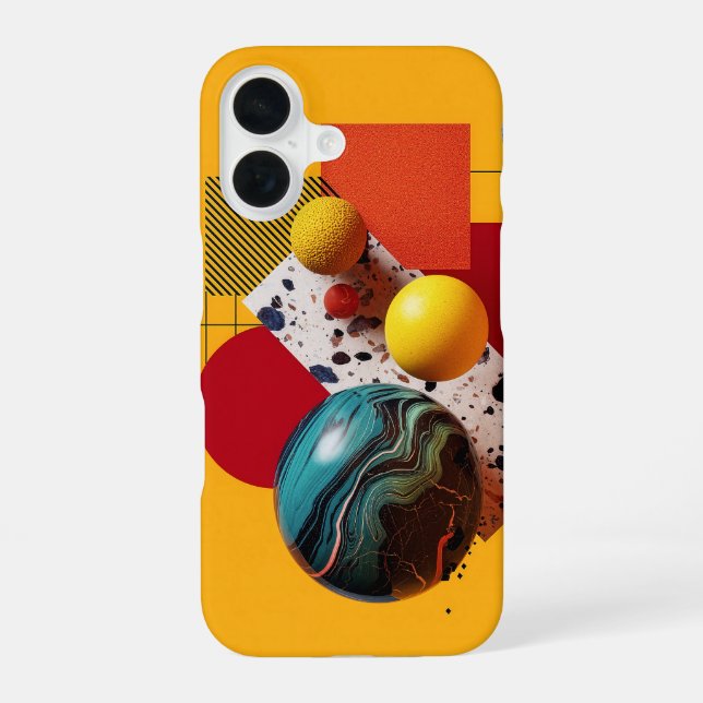 Abstract geometric colourful composition  iPhone 16 case (Back)