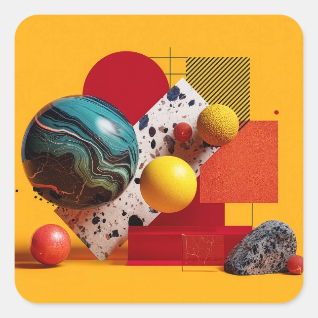 Abstract geometric colourful composition  square sticker (Front)