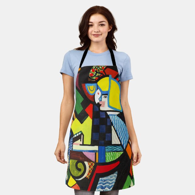 Abstract Geometric Colourful Modernist Painting Apron (Worn)