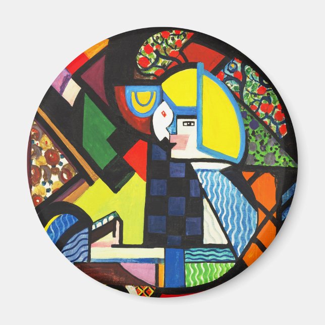 Abstract Geometric Colourful Modernist Painting Magnet (Front)
