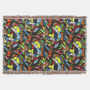 Abstract Geometric Colourful Modernist Painting Throw Blanket