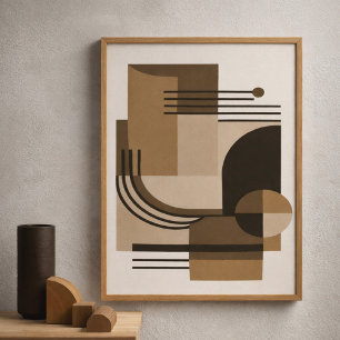 Abstract Geometric Composition in Earthy Tones Poster