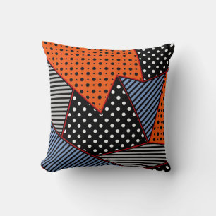 Abstract Geometric Composition: Orange Blue Patter Cushion