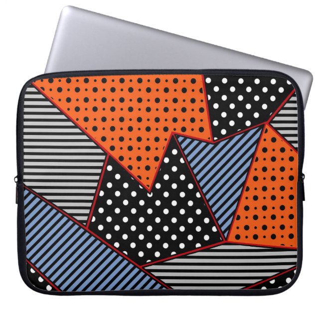 Abstract Geometric Composition: Orange Blue Patter Laptop Sleeve (Front)