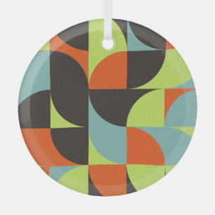 Abstract Geometric Computational Art Illustration Glass Tree Decoration