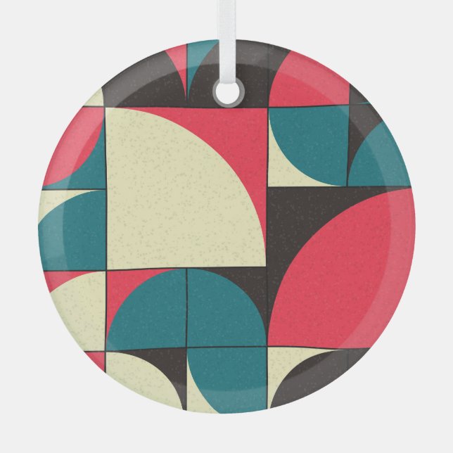 Abstract geometric, computational art illustration glass tree decoration (Front)