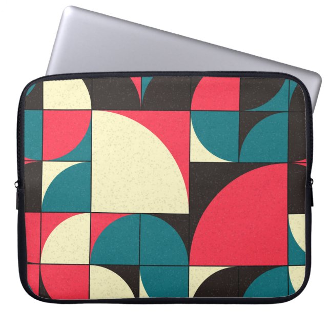 Abstract geometric, computational art illustration laptop sleeve (Front)