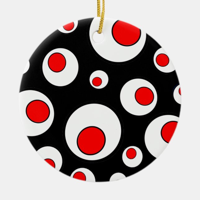 Abstract Geometric Cool Circles Ceramic Tree Decoration (Front)