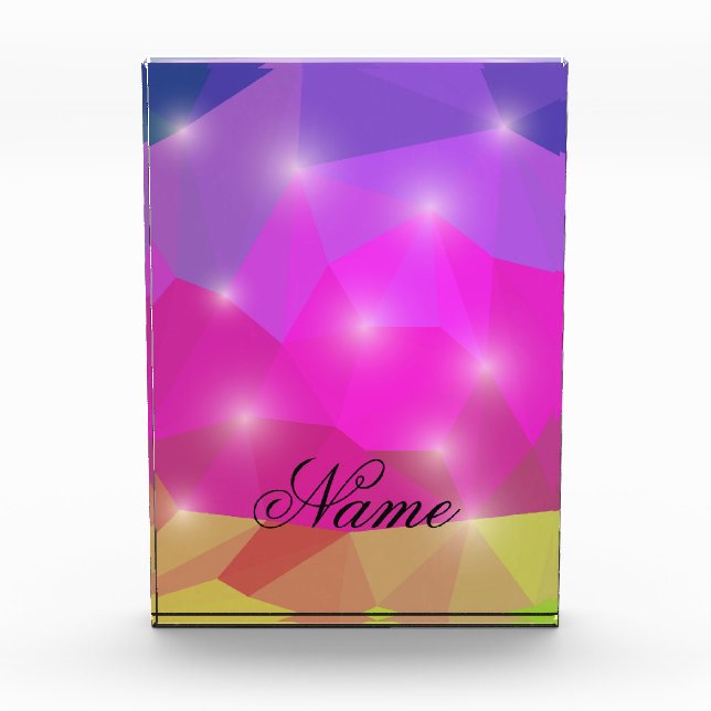Abstract Geometric Crystal Mosaic in Pink Photo Block (Front)