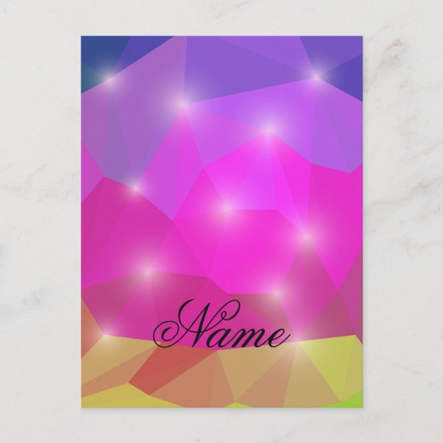 Abstract Geometric Crystal Mosaic in Pink Postcard (Front)