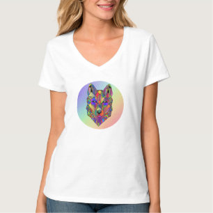 Abstract geometric cubic wolf art T-Shirt