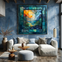 Abstract Geometric Cubism – Vivid Landscape Art