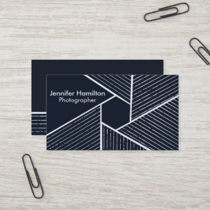Abstract Geometric Dark Blue Photographer Business Card