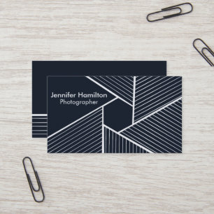 Abstract Geometric Dark Blue Photographer Business Card